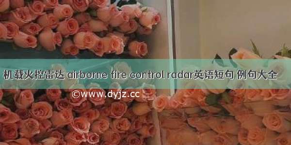 机载火控雷达 airborne fire control radar英语短句 例句大全