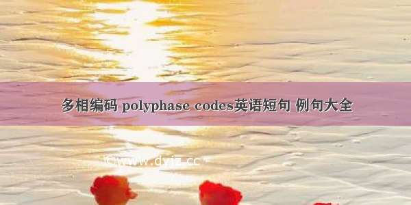 多相编码 polyphase codes英语短句 例句大全