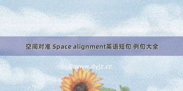 空间对准 Space alignment英语短句 例句大全
