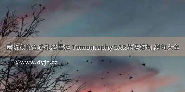 层析成像合成孔径雷达 Tomography SAR英语短句 例句大全