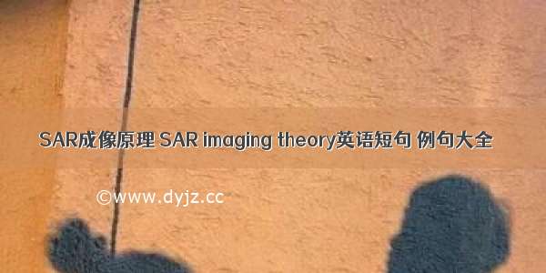 SAR成像原理 SAR imaging theory英语短句 例句大全