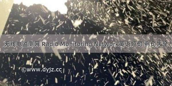 无线电监测网 Radio Monitoring Network英语短句 例句大全
