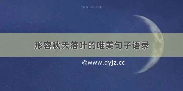 形容秋天落叶的唯美句子语录