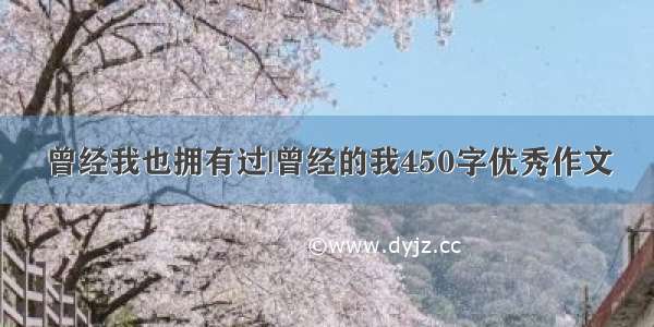 曾经我也拥有过|曾经的我450字优秀作文