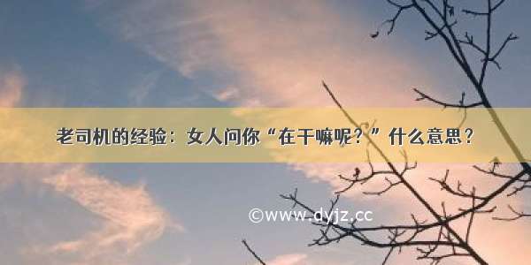 老司机的经验：女人问你“在干嘛呢？”什么意思？