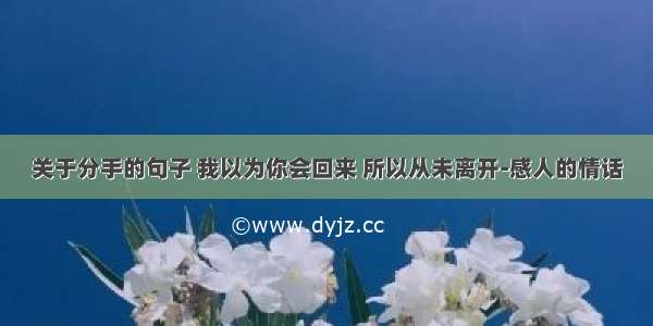 关于分手的句子 我以为你会回来 所以从未离开-感人的情话