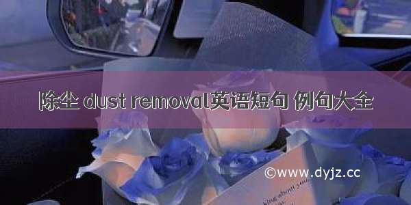 除尘 dust removal英语短句 例句大全