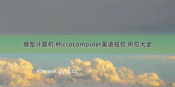 微型计算机 Microcomputer英语短句 例句大全