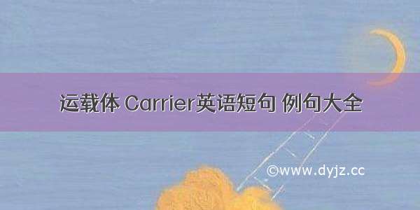 运载体 Carrier英语短句 例句大全