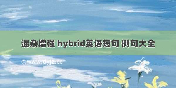 混杂增强 hybrid英语短句 例句大全