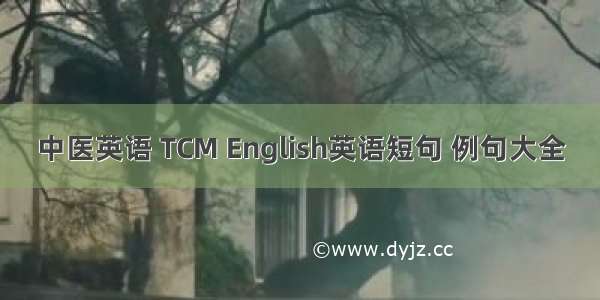 中医英语 TCM English英语短句 例句大全