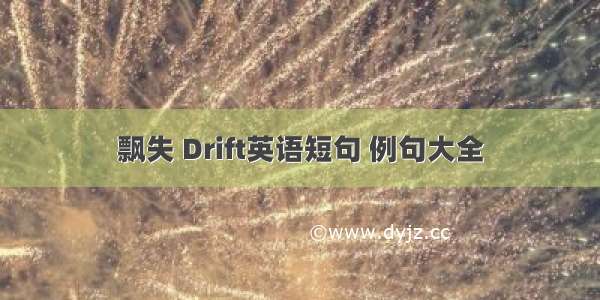 飘失 Drift英语短句 例句大全