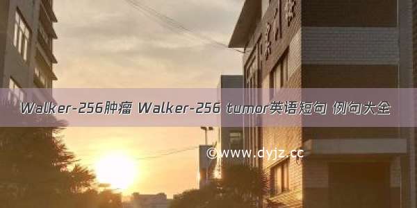 Walker-256肿瘤 Walker-256 tumor英语短句 例句大全