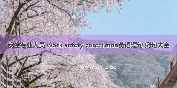安全专业人员 work safety careerman英语短句 例句大全