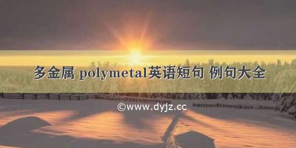 多金属 polymetal英语短句 例句大全