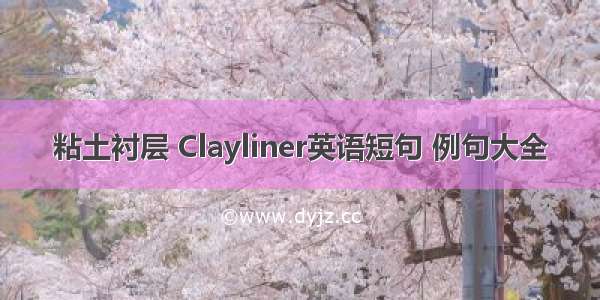 粘土衬层 Clayliner英语短句 例句大全