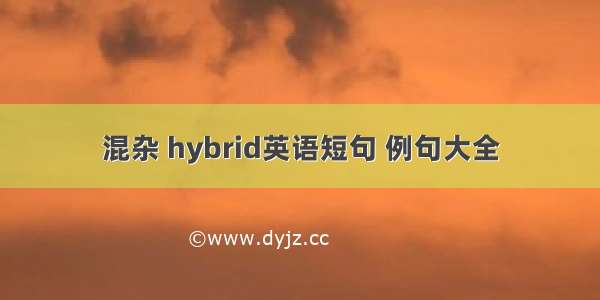 混杂 hybrid英语短句 例句大全