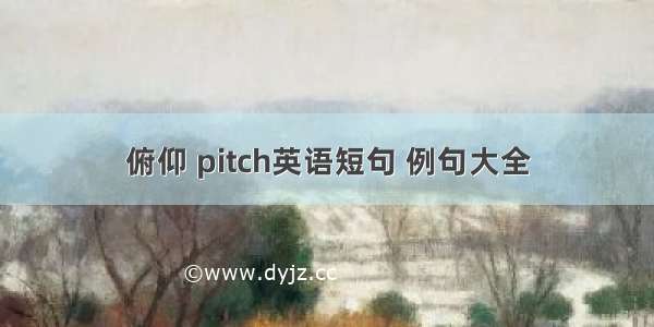 俯仰 pitch英语短句 例句大全