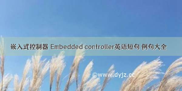 嵌入式控制器 Embedded controller英语短句 例句大全