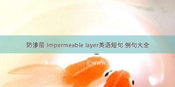 防渗层 Impermeable layer英语短句 例句大全