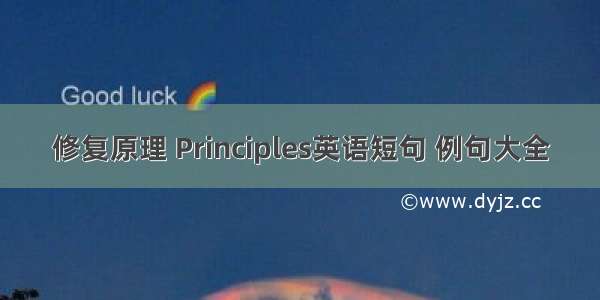 修复原理 Principles英语短句 例句大全