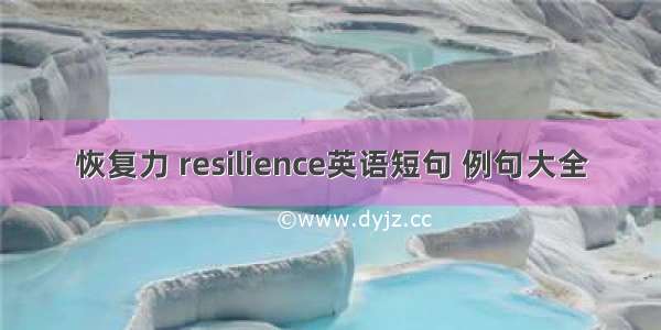 恢复力 resilience英语短句 例句大全