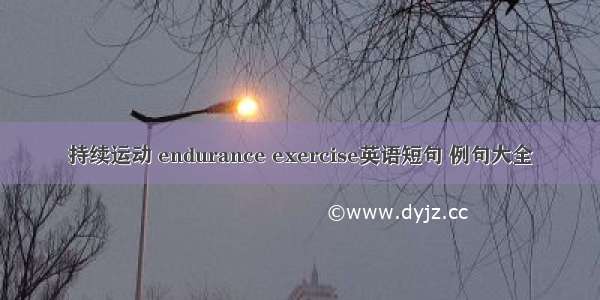 持续运动 endurance exercise英语短句 例句大全