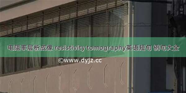 电阻率层析成像 resistivity tomography英语短句 例句大全