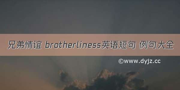 兄弟情谊 brotherliness英语短句 例句大全