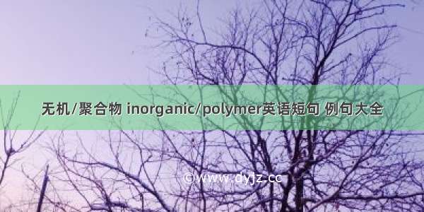 无机/聚合物 inorganic/polymer英语短句 例句大全