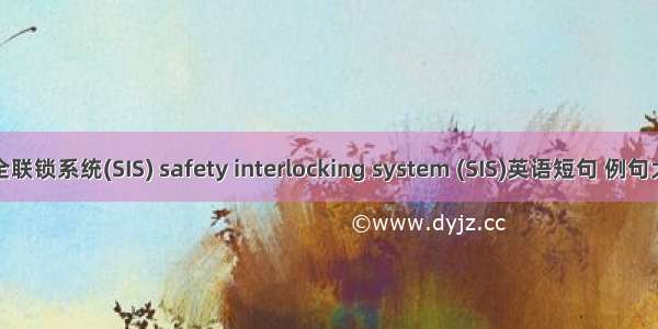 安全联锁系统(SIS) safety interlocking system (SIS)英语短句 例句大全