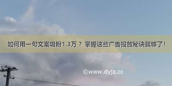 如何用一句文案吸粉1.3万 ？掌握这些广告投放秘诀就够了！