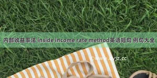 内部收益率法 inside income rate method英语短句 例句大全