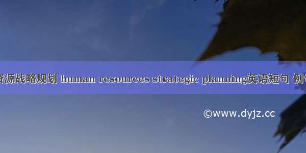人力资源战略规划 human resources strategic planning英语短句 例句大全