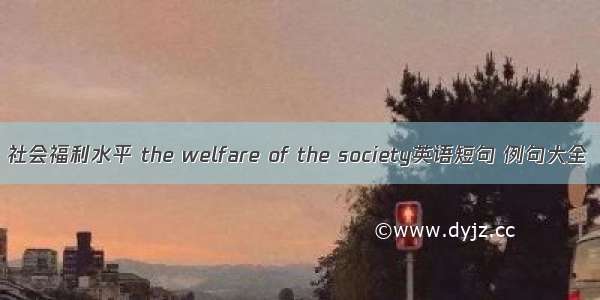 社会福利水平 the welfare of the society英语短句 例句大全