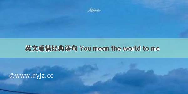 英文爱情经典语句 You mean the world to me