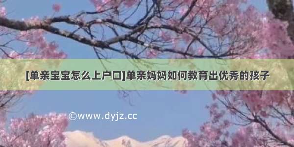 [单亲宝宝怎么上户口]单亲妈妈如何教育出优秀的孩子