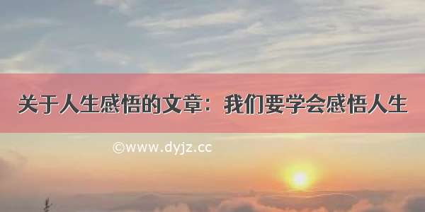 关于人生感悟的文章：我们要学会感悟人生