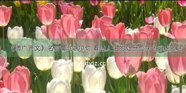 《增广贤文》名言警句100句 看透人生的处世哲学 值得品读！