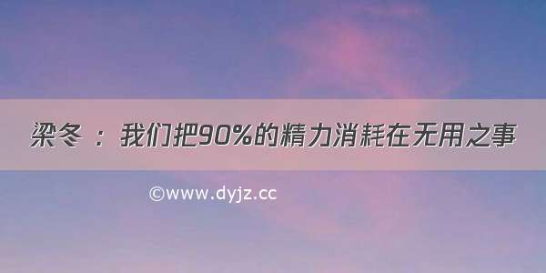 梁冬 ：我们把90%的精力消耗在无用之事