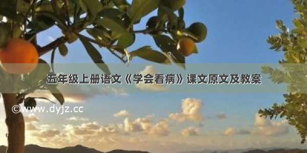 五年级上册语文《学会看病》课文原文及教案