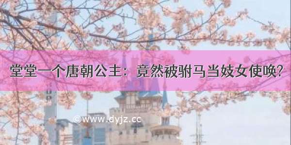 堂堂一个唐朝公主：竟然被驸马当妓女使唤?