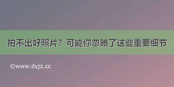 拍不出好照片？可能你忽略了这些重要细节