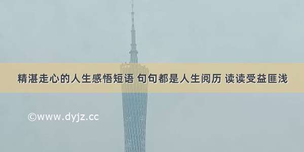 精湛走心的人生感悟短语 句句都是人生阅历 读读受益匪浅