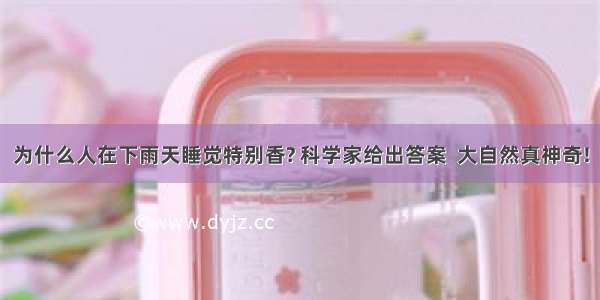 为什么人在下雨天睡觉特别香? 科学家给出答案  大自然真神奇!