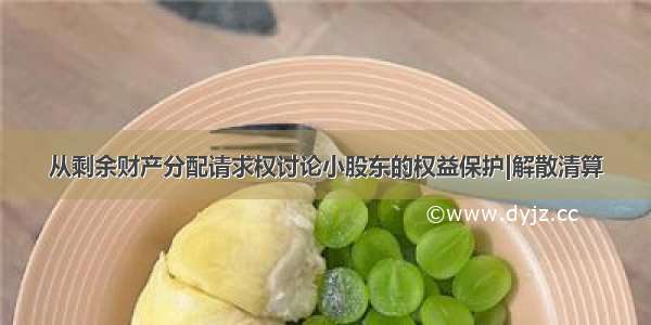 从剩余财产分配请求权讨论小股东的权益保护|解散清算