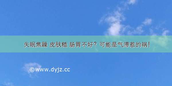 失眠焦躁 皮肤糙 肠胃不好？可能是气滞惹的祸！