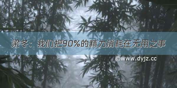 梁冬：我们把90%的精力消耗在无用之事