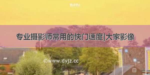 专业摄影师常用的快门速度|大家影像