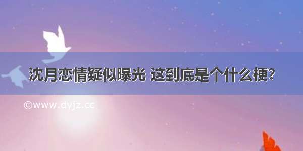 沈月恋情疑似曝光 这到底是个什么梗？